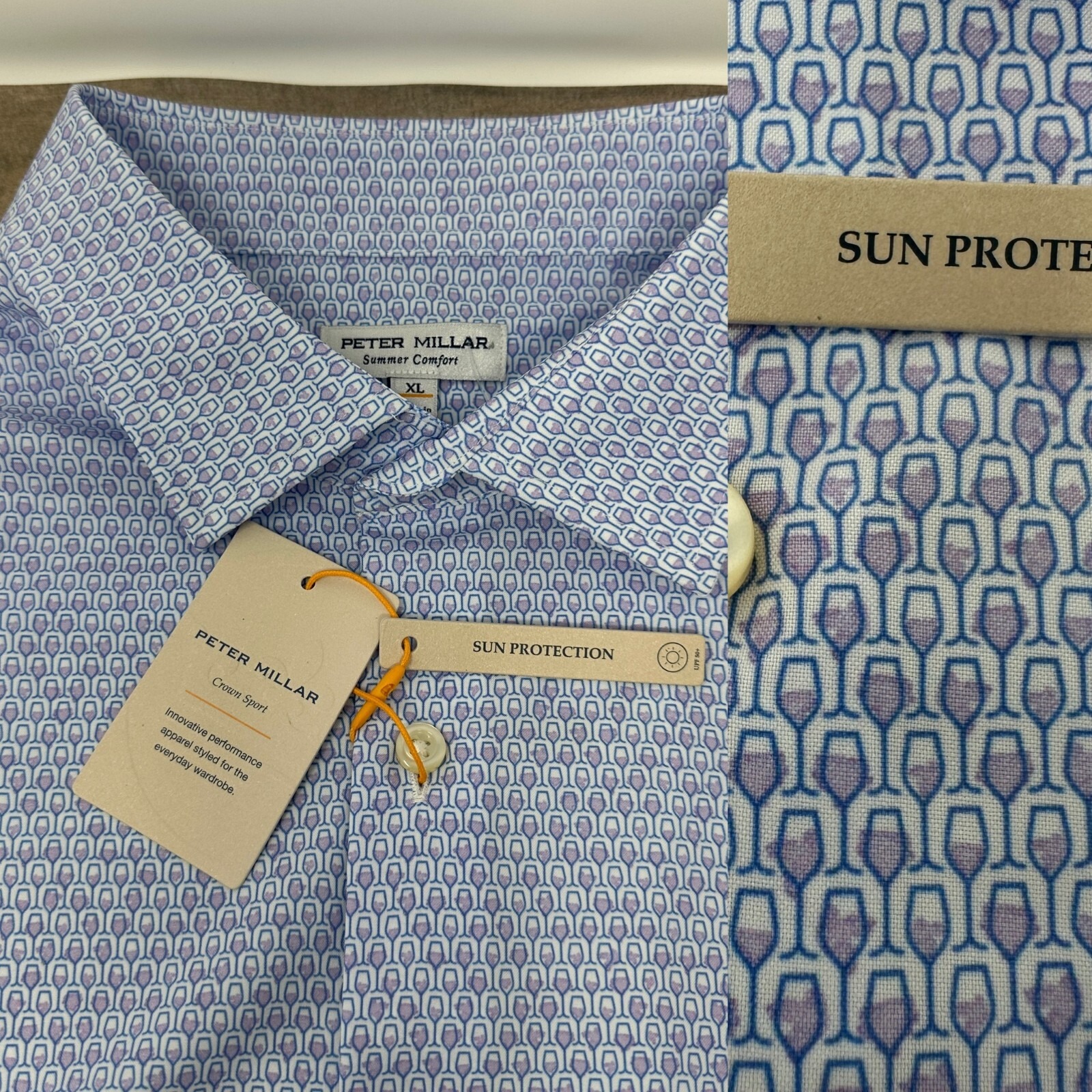 NWT Peter Millar Summer Comfort Mens Crown Sport SS Golf Shirt Size Small