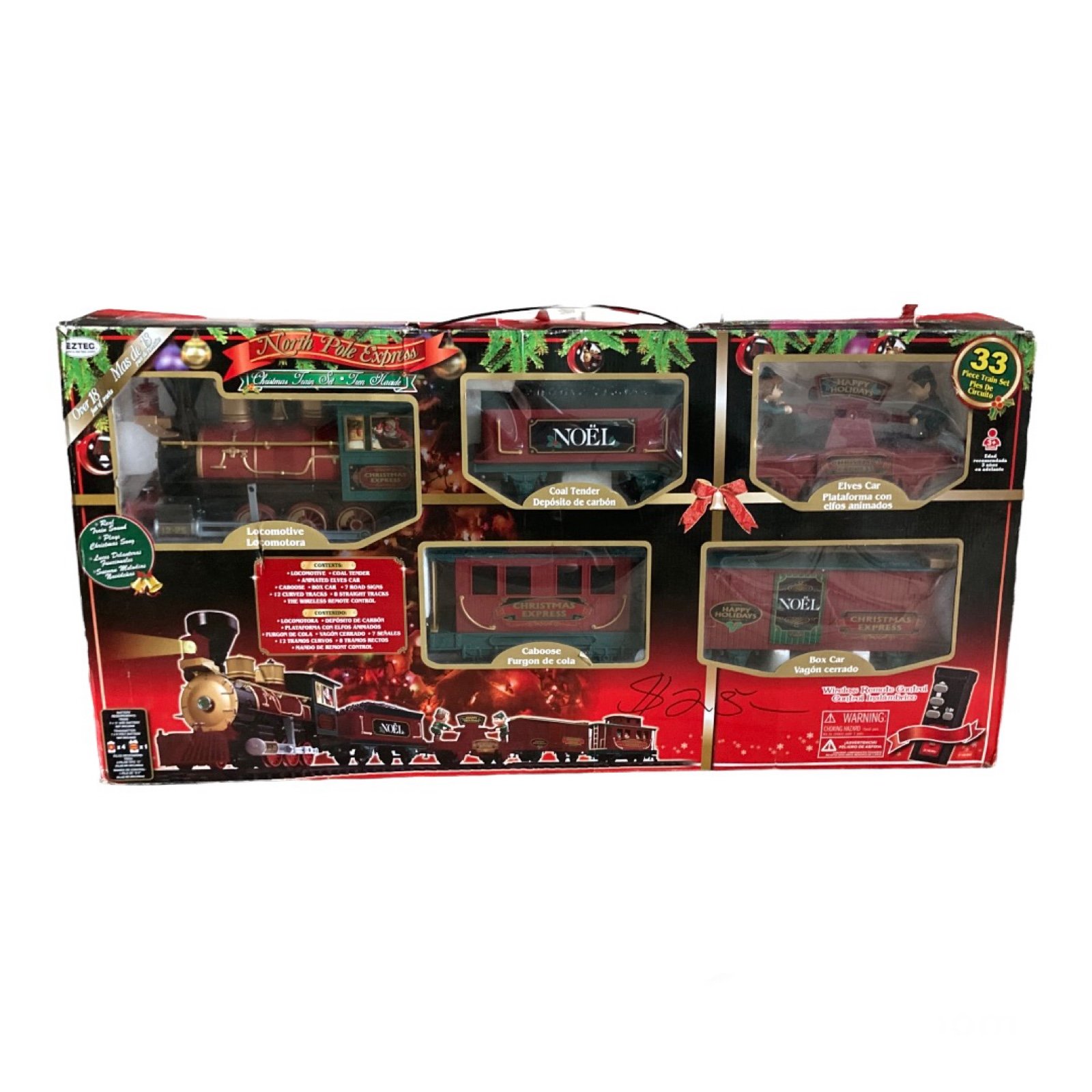 CHRISTMAS NORTH POLE EXPRESS MUSICAL TRAIN SET WIRELESS REMOTE EZTEC Santa Elve