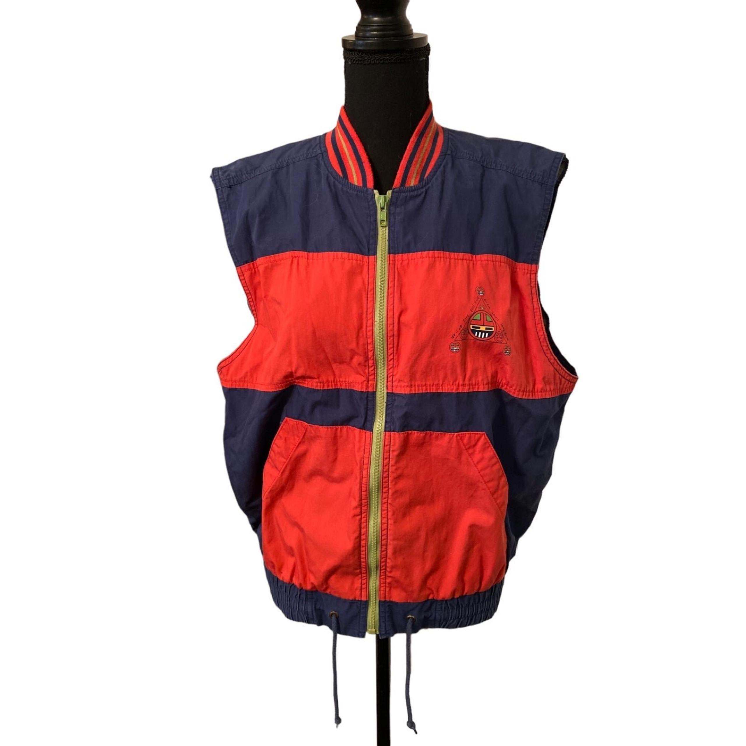 Red and navy blue vest