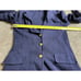 Lauren Ralph Lauren Combed Cotton Knit Blazer Navy Crest Button Gold Tone Sz XS