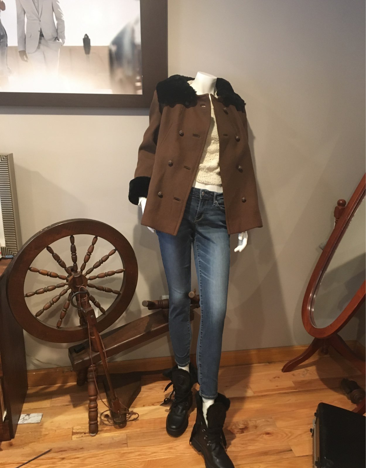 Folk Bross. Fur trim Pea coat.