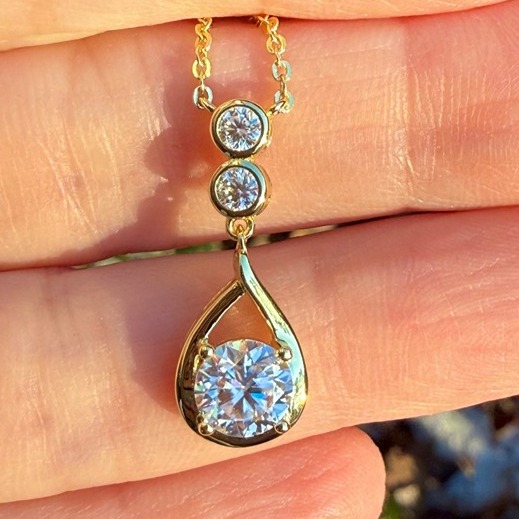 Certified 1 Ct Sparkling Bling Diamond Gold/Silver Necklace Pendant Party Gift