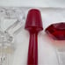 Towle Crystal Wine Stoppers and 2 signed Oleg Cassini one red unsigned lot of 5