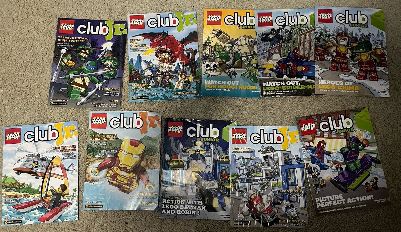 10 Lego Club Jr Magazines (2013/2014/2015)