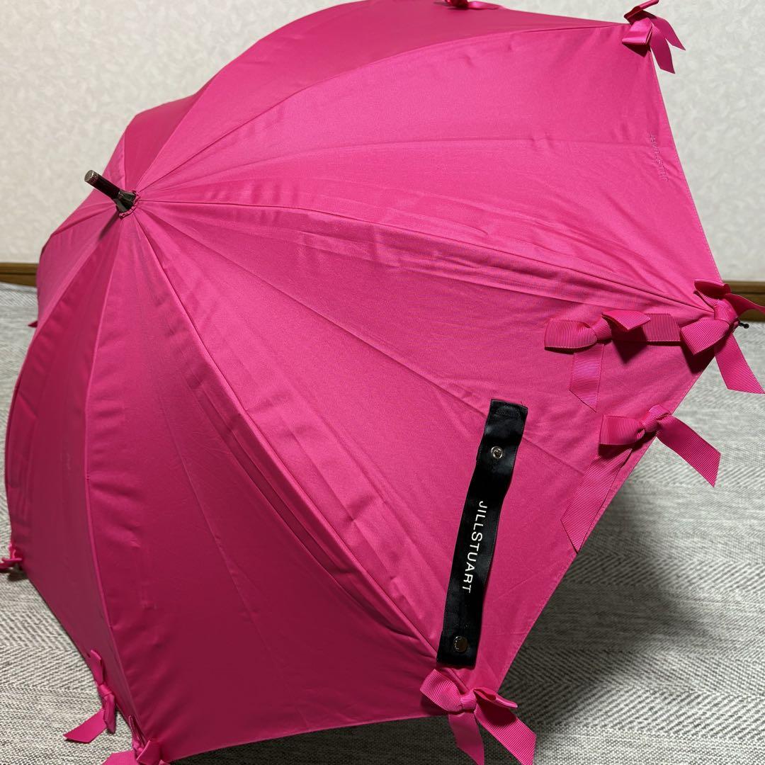 JILLSTUART Ribboned UV-Blocking, Heat-Shielding Umbrella for Sunny and Rainy Days, Pink