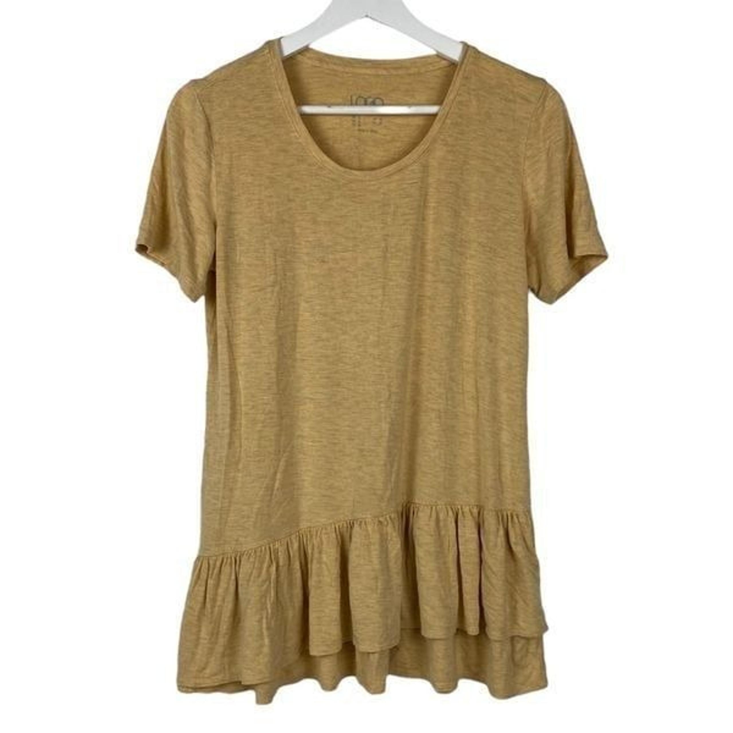 LOGO by Lori Goldstein Ruffle Hem Shirt size Small