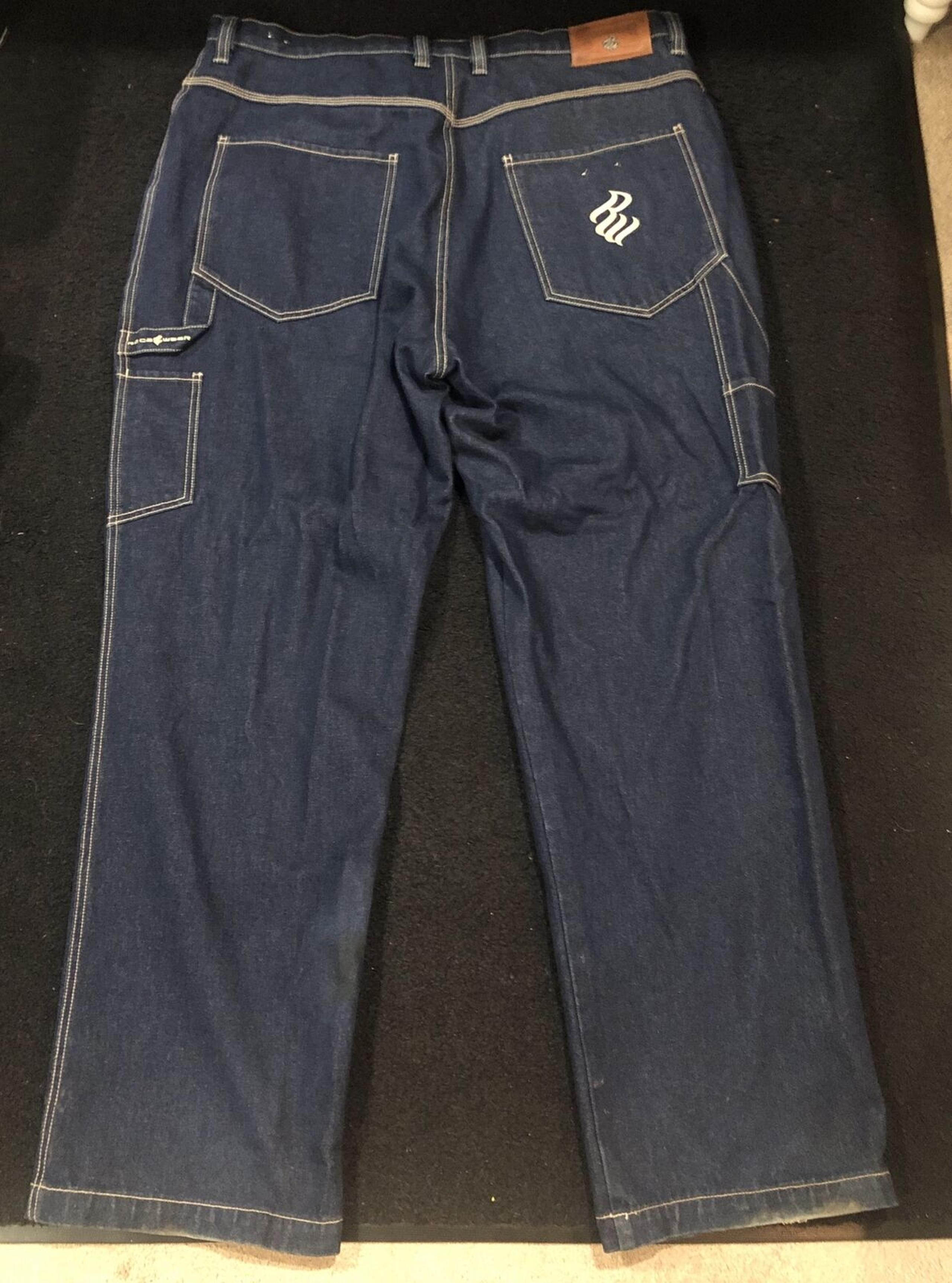 Vintage Y2K RocaWear Jeans Mens 42 x 34 Skate Baggy Denim Embroidered Hip Hop