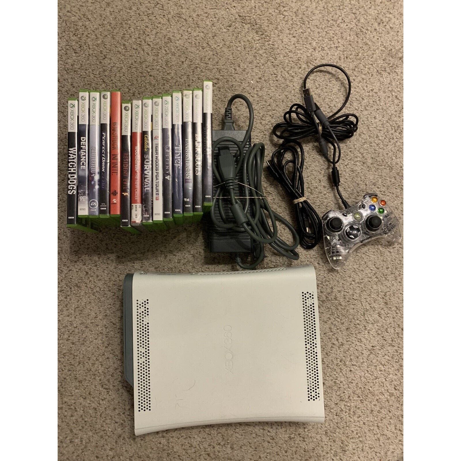 Microsoft Xbox 360 Console Bundle W/ Wired Controller 14 Games HDMI Power Cord