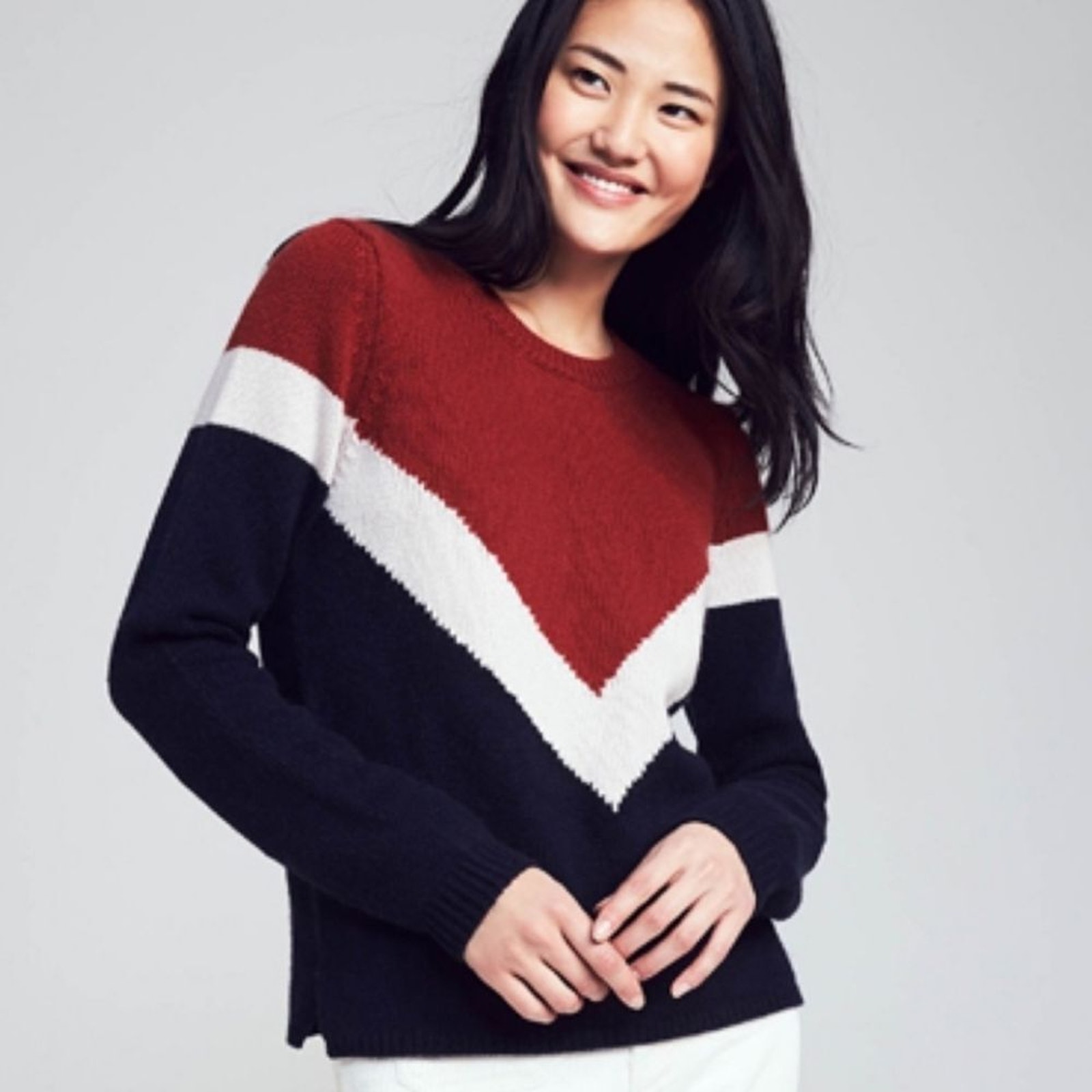FAHERTY Carrigan Varsity Sweater In Varsity Ski Stripe Wool Cashmere Size Small