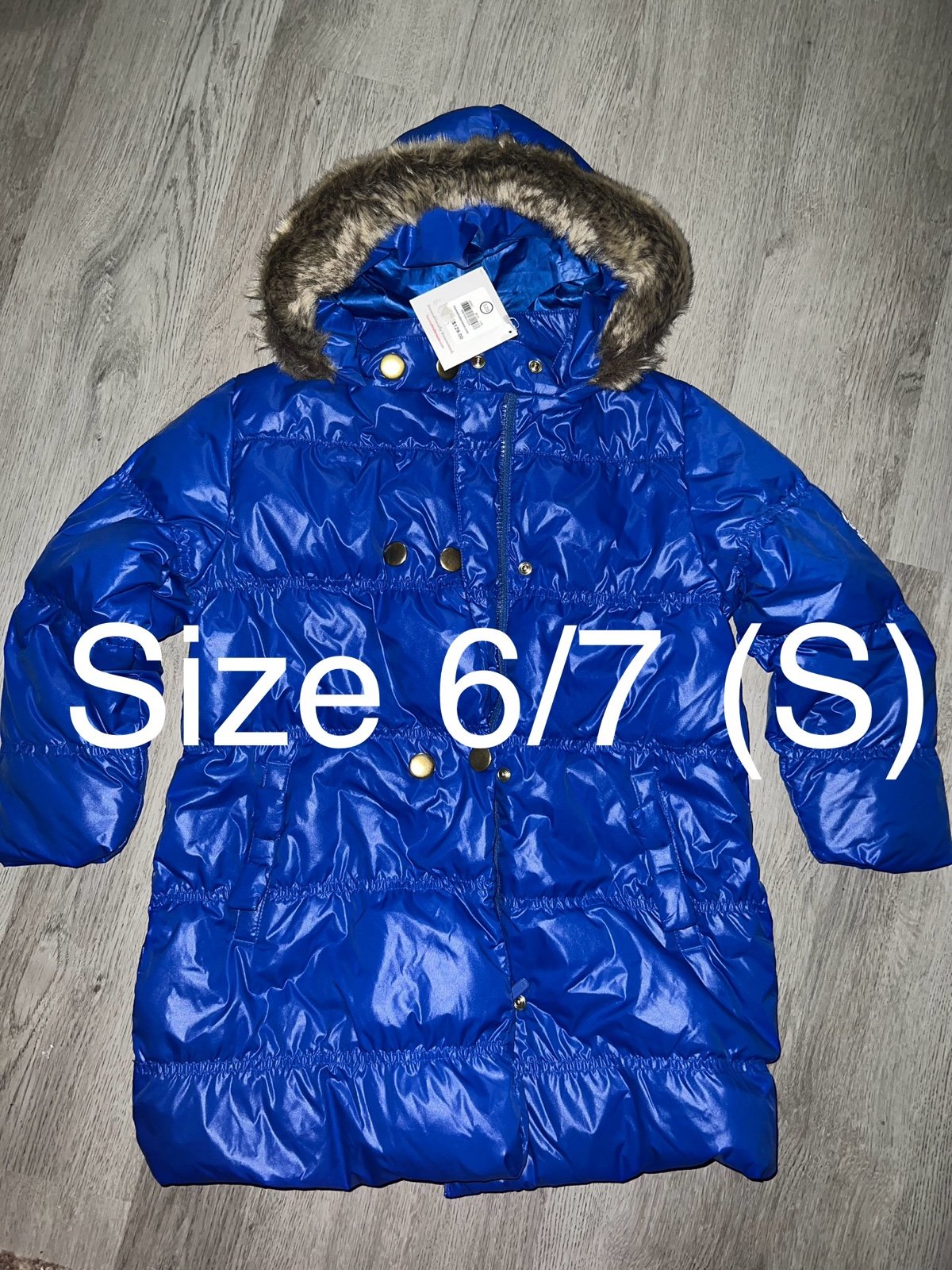 NWT Girls Hanna Andersson Faux Fur Puffer Coat size 6/7 (120)
