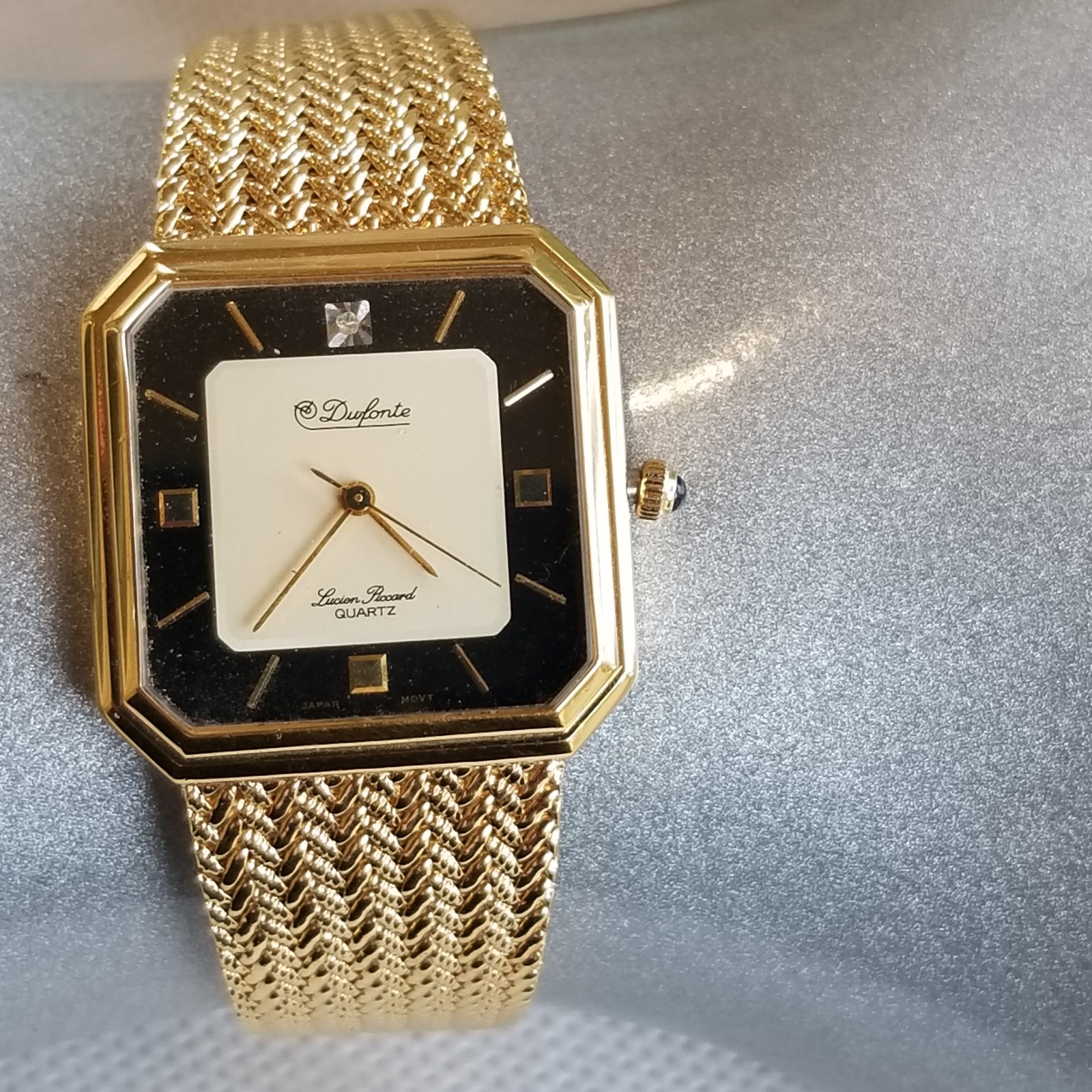 DUFONTE By LUCIEN PICCARD Vintage Tank Quartz Gold Square Wristwatch