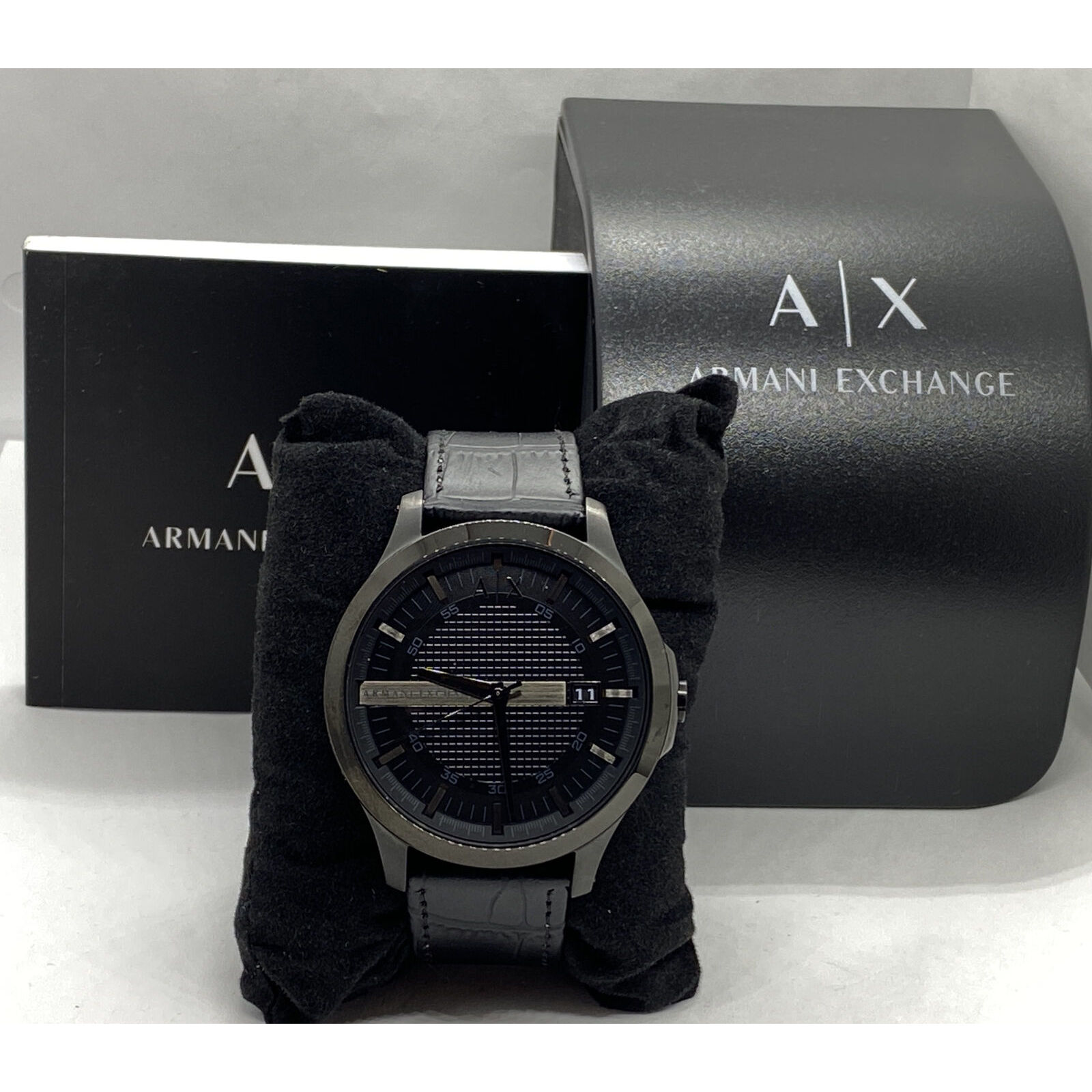 Armani Exchange AX2104 Men's Black Leather Analog Dial Quartz Wrist Watch UB47