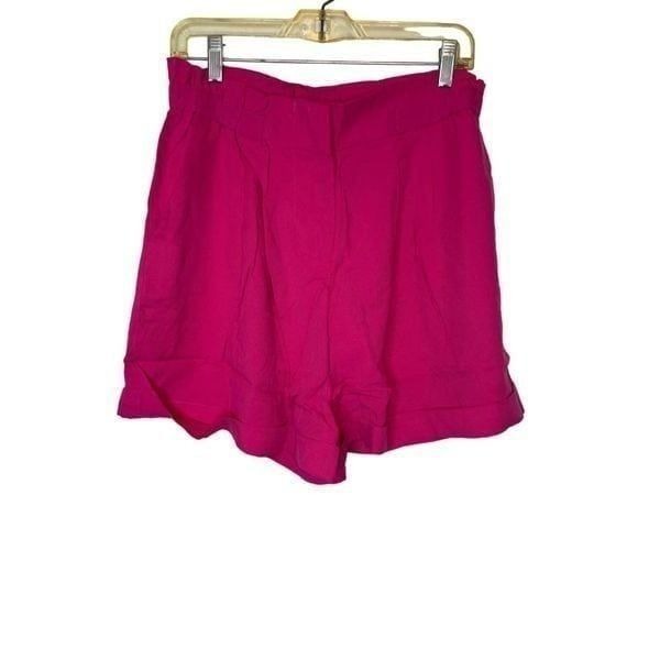 Chloe Kristyn Paperbag Shorts LARGE Hot Pink High Waist Cuffed Relaxed Fit