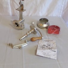 Victoria Manual Low Hopper Grain Grinder, silver, red