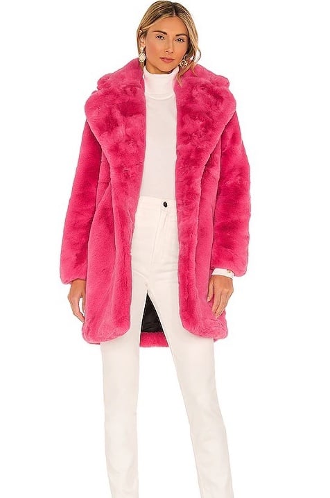 Apparis Sasha Faux Fur Jacket in Bubble Pink