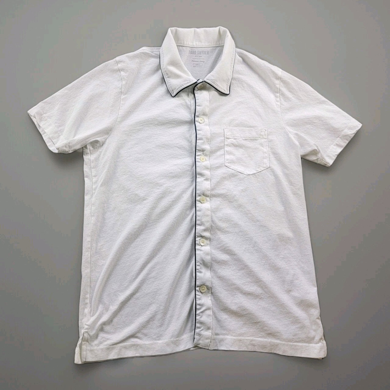 Todd Snyder Mens Tipped Full Placket Polo Sweater size S White Short Sleeve