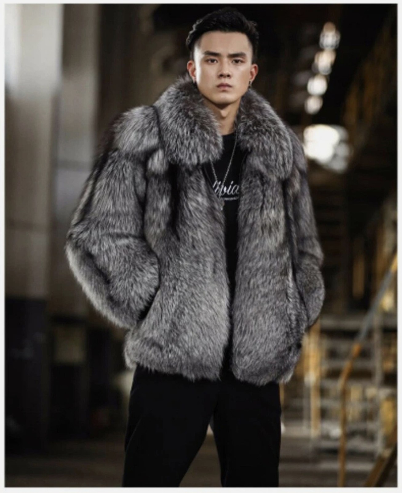 NWT Faux Fur Men's Jacket For a Warm Winter Casual & Semi-formal Size 2XL