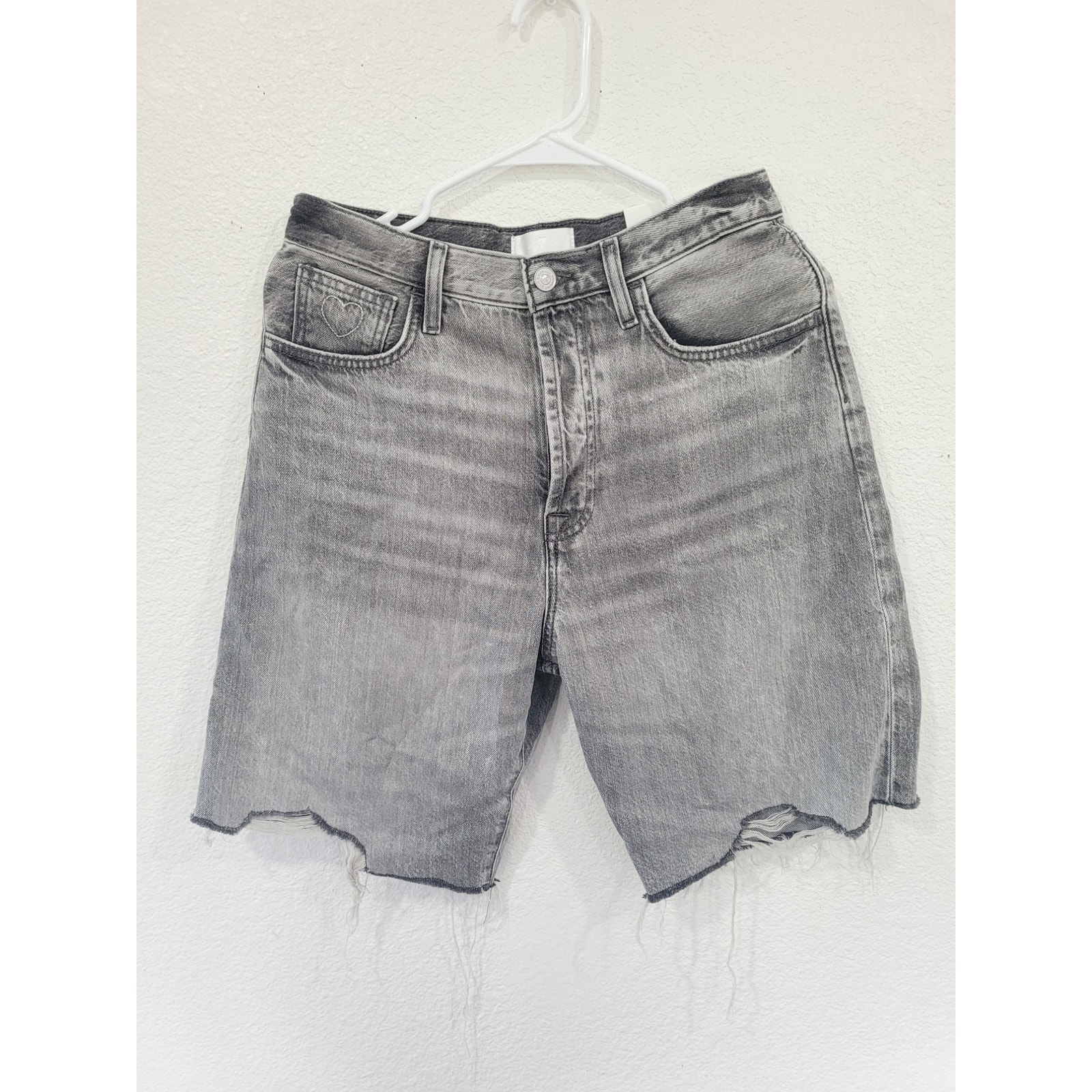 7 For All Mankind Easy James Denim Shorts 27 Women's 9 inseam Button Fly #P