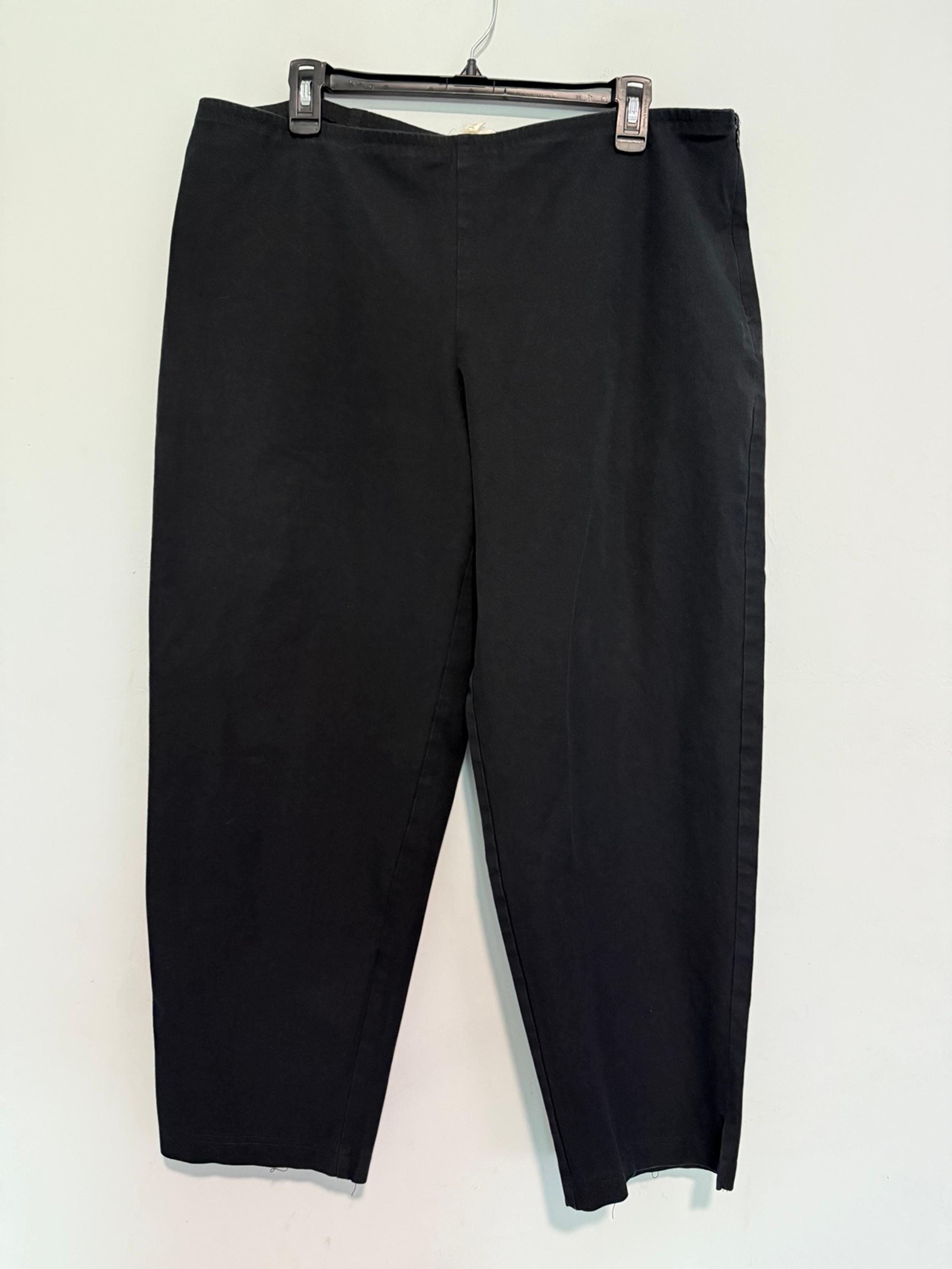 Eileen Fisher Pull-on Elastic Waist Pants Size XL Side Zipper Cropped Black