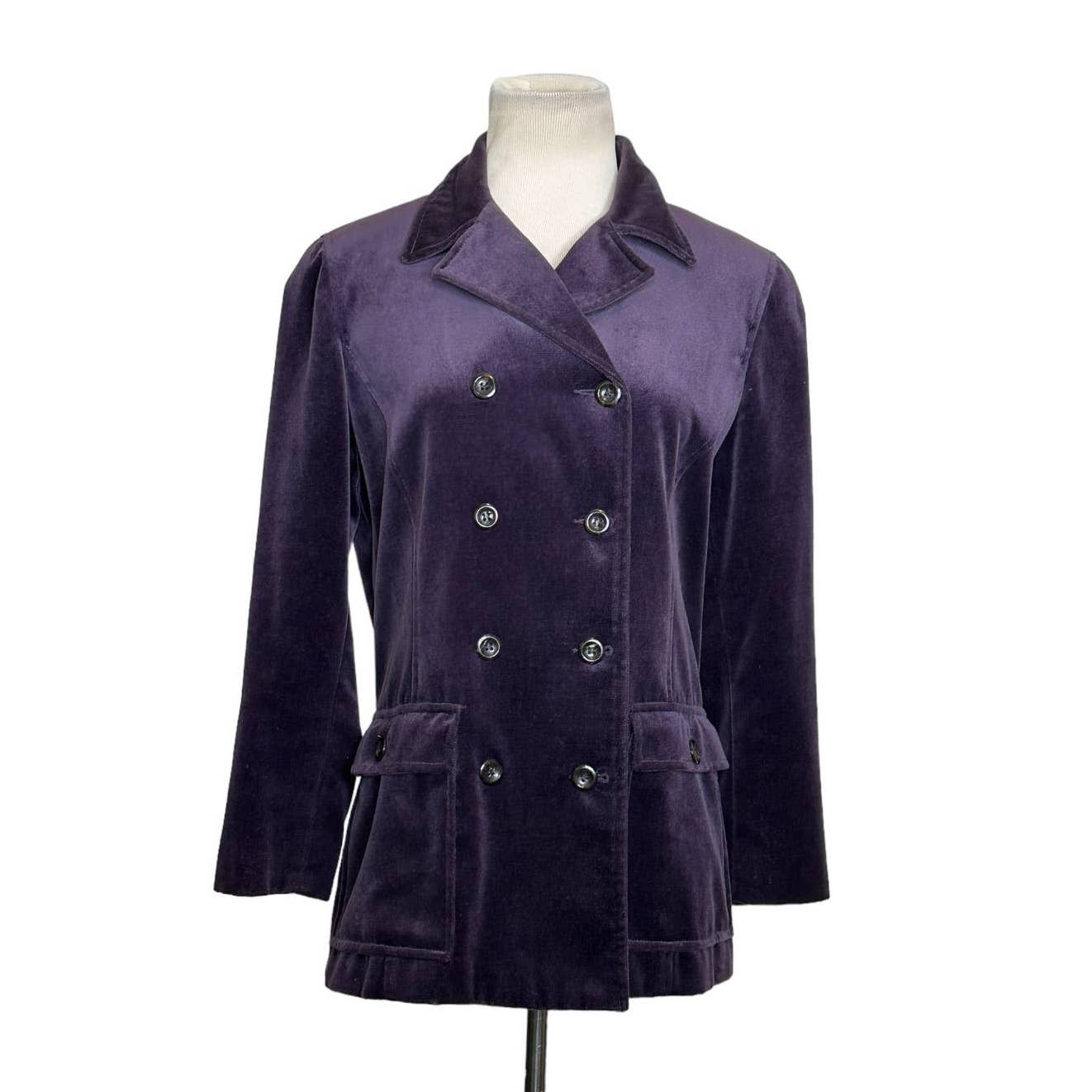 Liz Claiborne Purple Velvet Double Breasted Blazer Jacket Sz SP