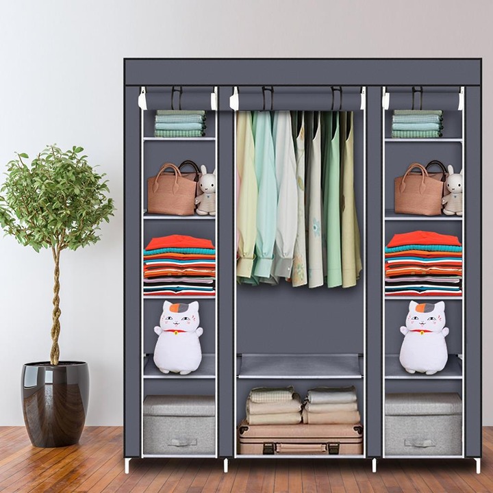 Portable Closet Wardrobe Clothes Rack Storage Organizer Shelf Water-Proof Fabric