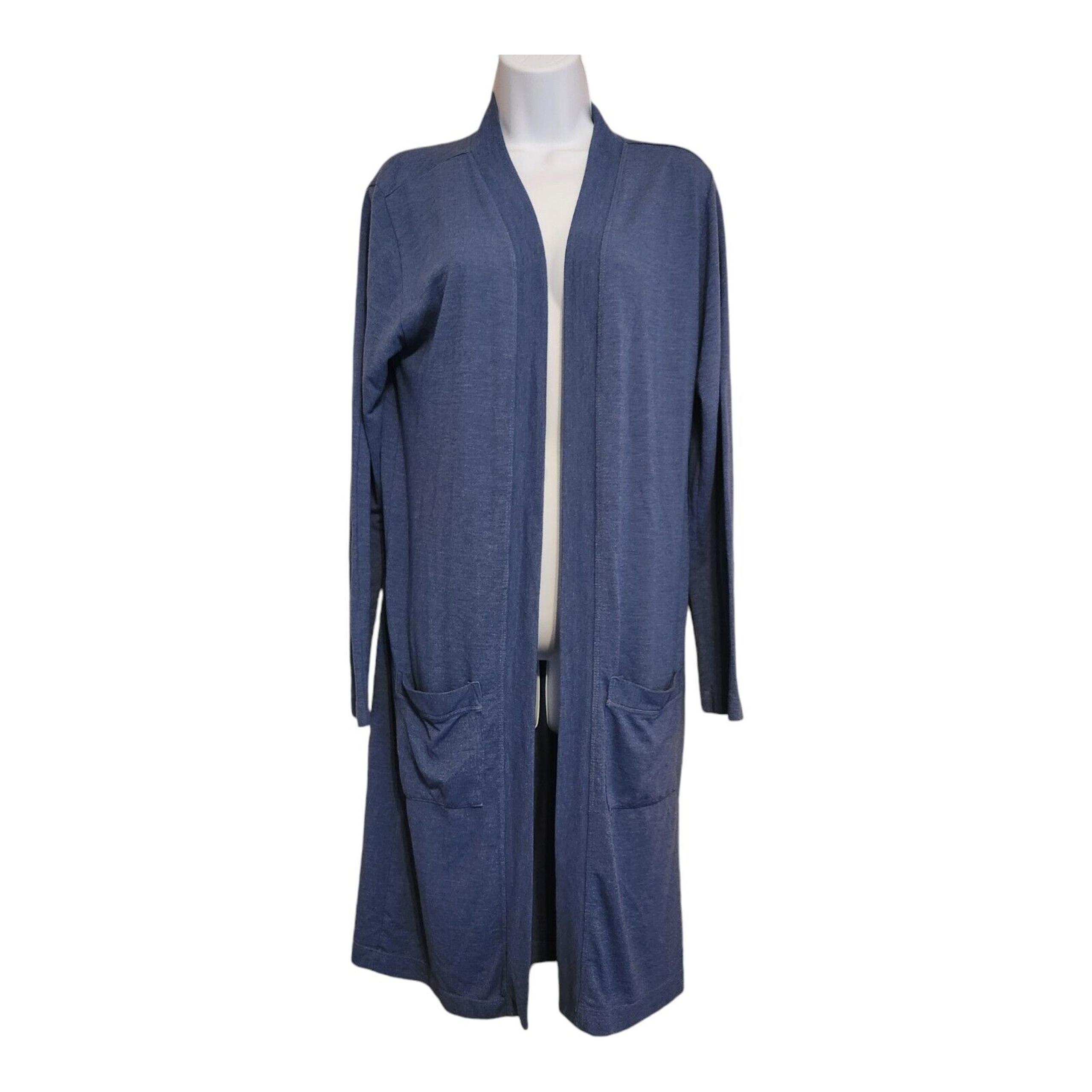 Fresh Produce Cardigan Sweater Blue Open Front Pockets XS Small Long Layered