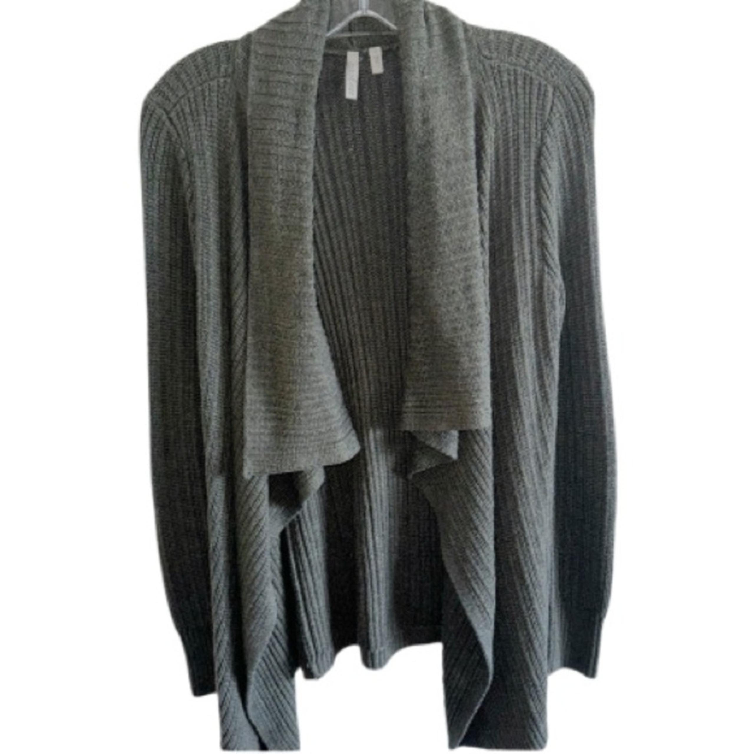 Caslon Olive Green Cardigan Open Front Ribbed shawl Collar Sz Small