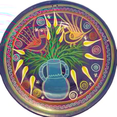 Hecho En Mexico Hand Painted Pottery Wall Hanging Plate 10 1/2” Birds Pitcher