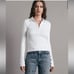Rag & Bone Essential Rob Pullover Top Ribbed Sz M White Organic Cotton