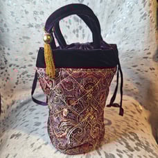 Paisley velvet bucket bag