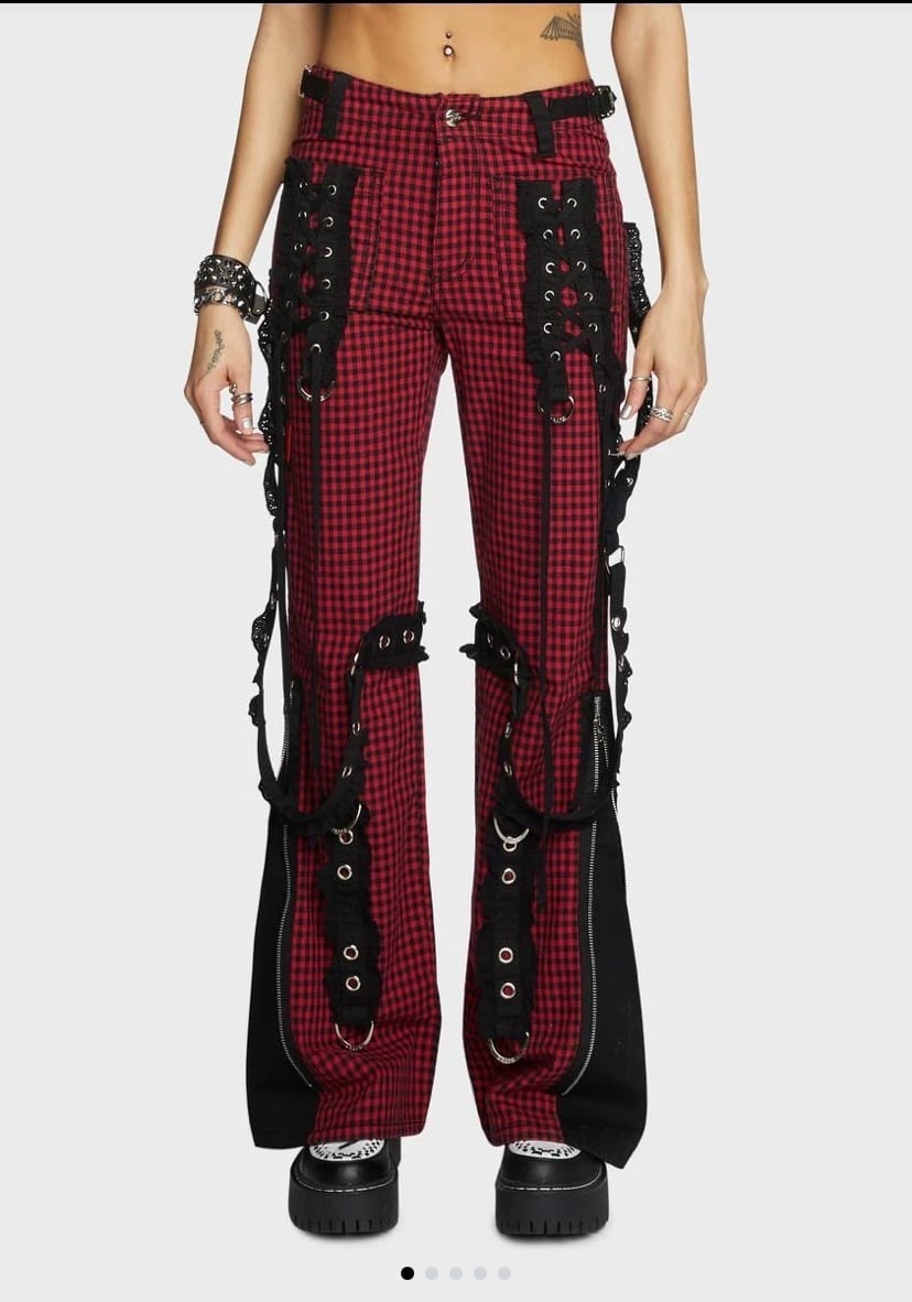 NWT Tripp NYC Daang Goodman Red Black Gingham Bo Peep Dark Street Pants Size 16