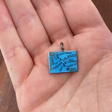 Vintage Wells 925 Sterling Silver Cloisonné Bahama Islands Map Pendant Charm