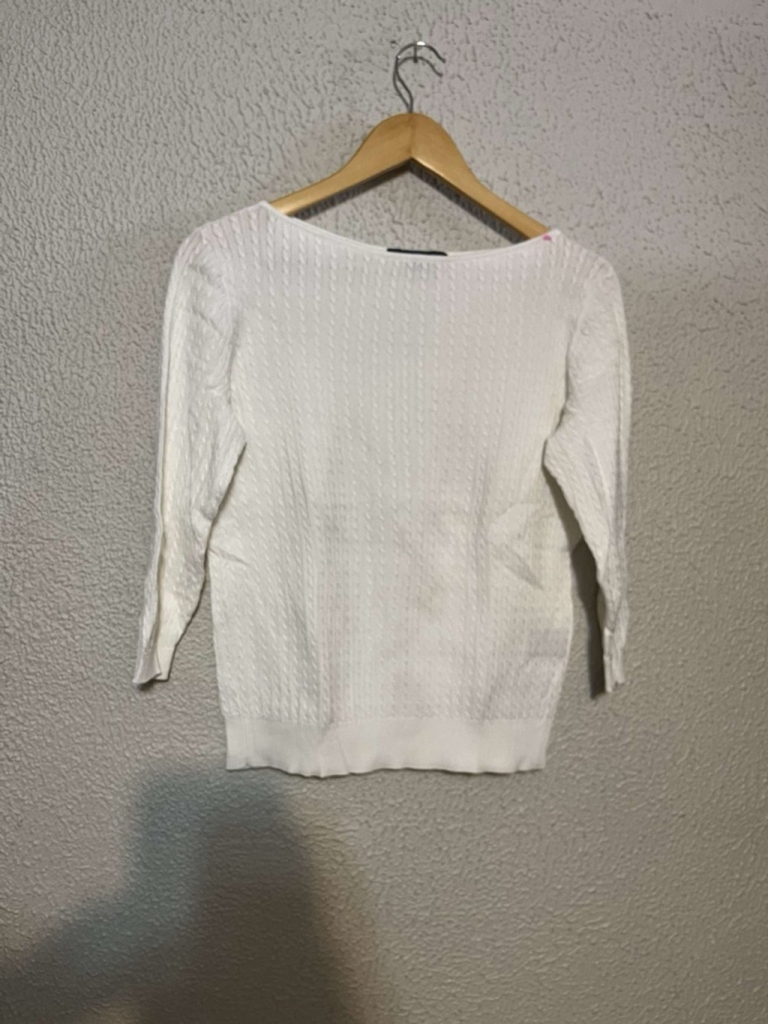 Vintage Ralph Lauren Sport White CableKnit Pullover Sweater Size Large
