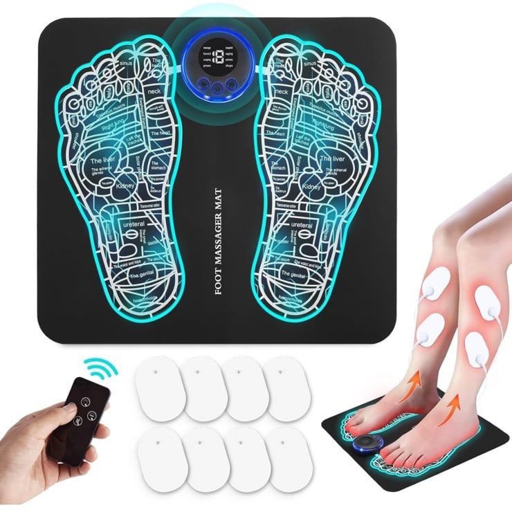 EMS Foot Massager Mat with Remote Control -Muscle Relaxation,Back & Leg Foot Mas