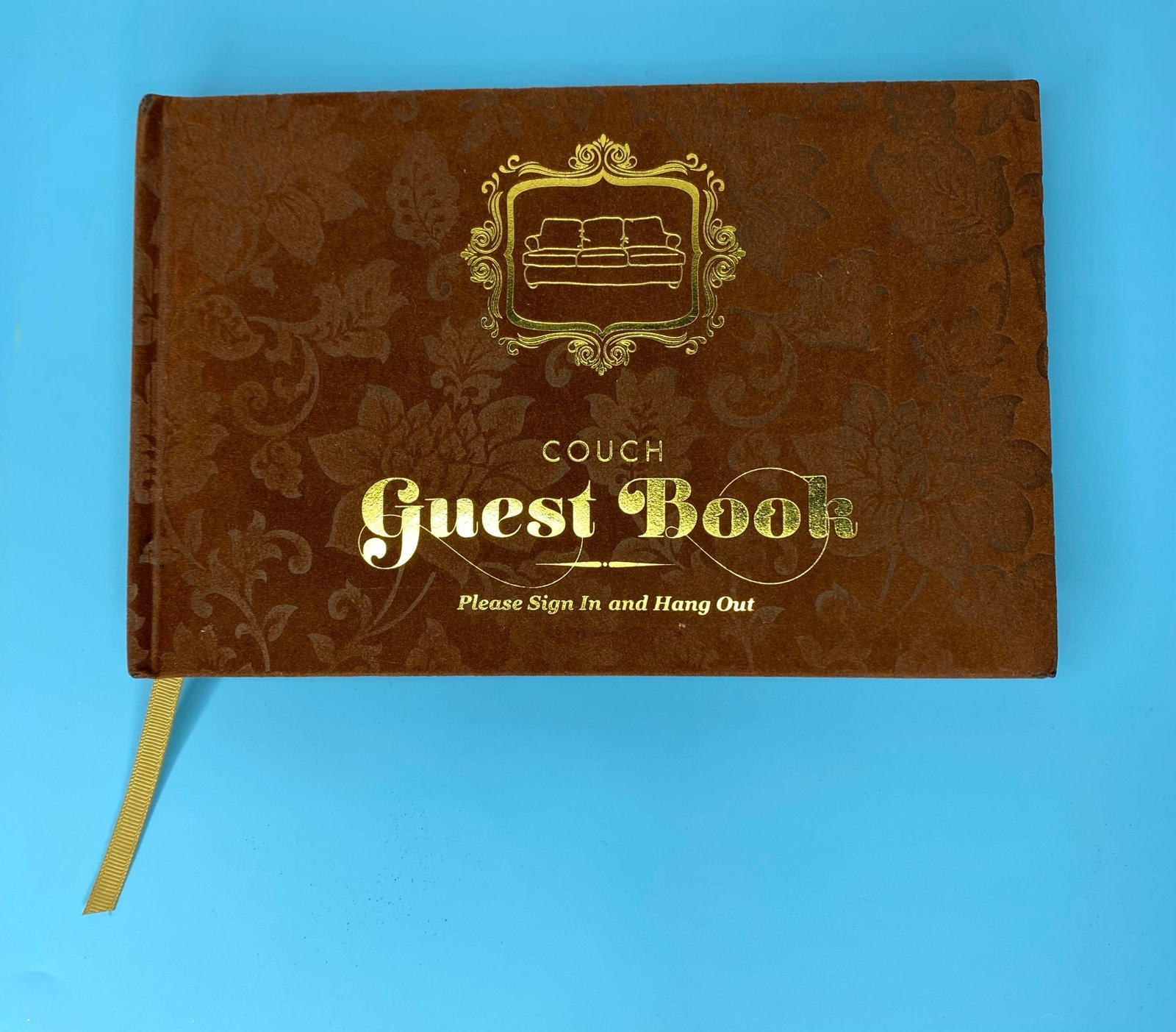 Couch Guest Book Knock Knock Hardcover Brown Please Sign In & Hang Out Gift New
