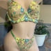 Dainty Yellow Floral Lace Underwire Bra & Tanga Panty Panties Set Large NWOT