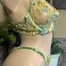 Dainty Yellow Floral Lace Underwire Bra & Tanga Panty Panties Set Large NWOT