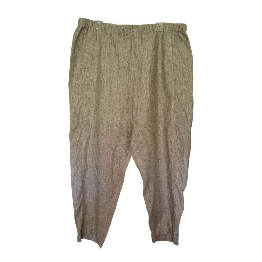 Eileen Fisher woman's plus size 1X 100% organic linen wide leg lightweight pants