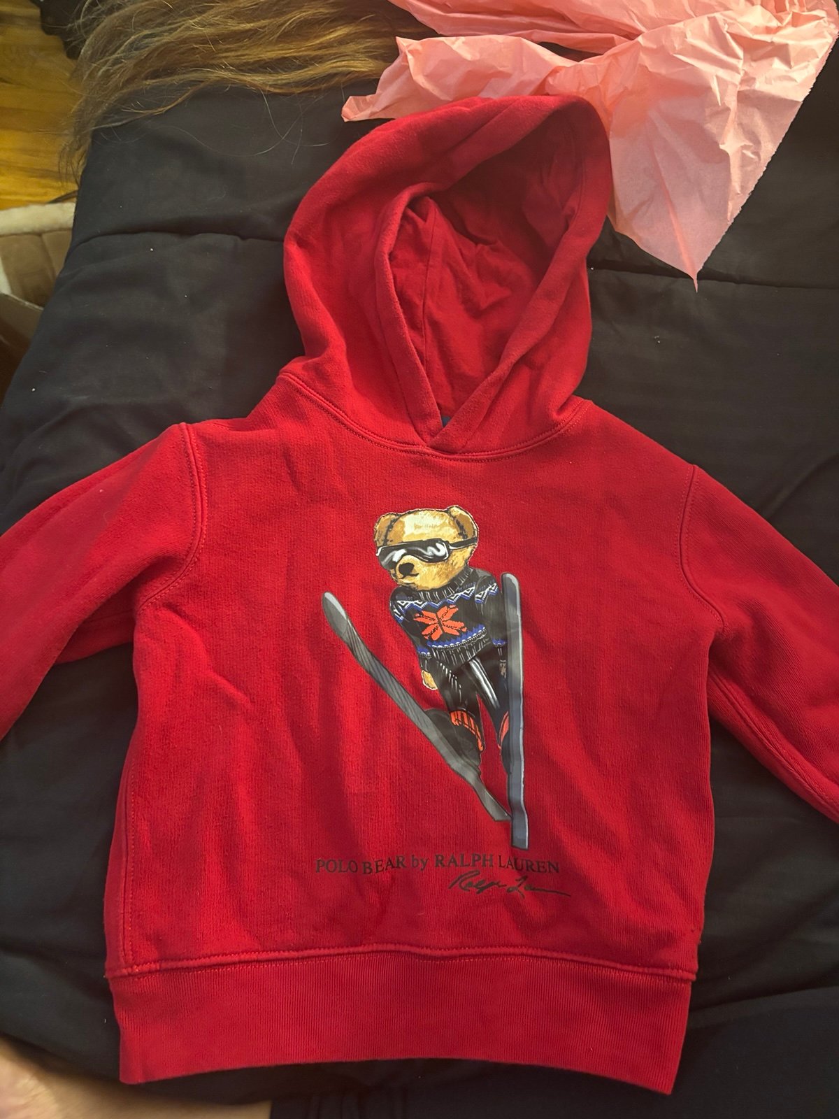 Polo Ralph Lauren bear hoodie 4T red