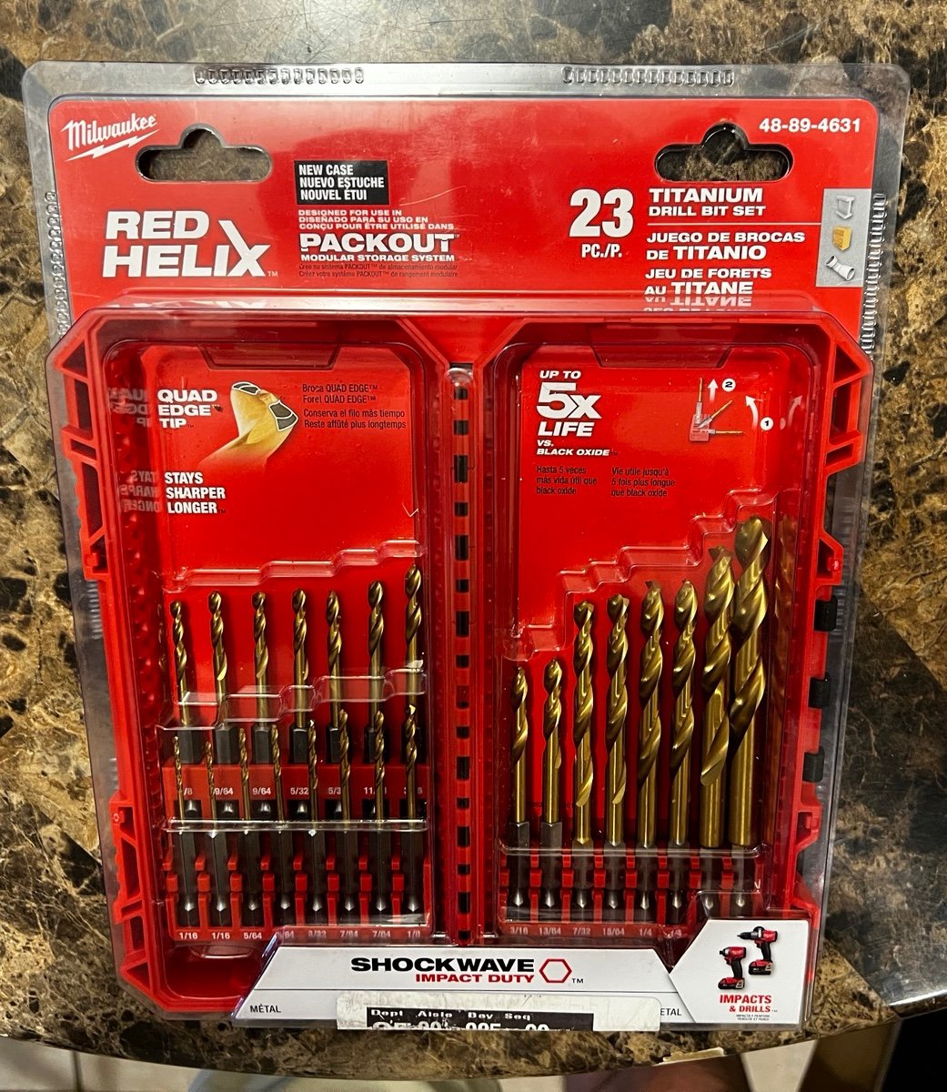 Milwaukee Shockwave Titanium RED HELIX Drill Bit Set 23 Piece New