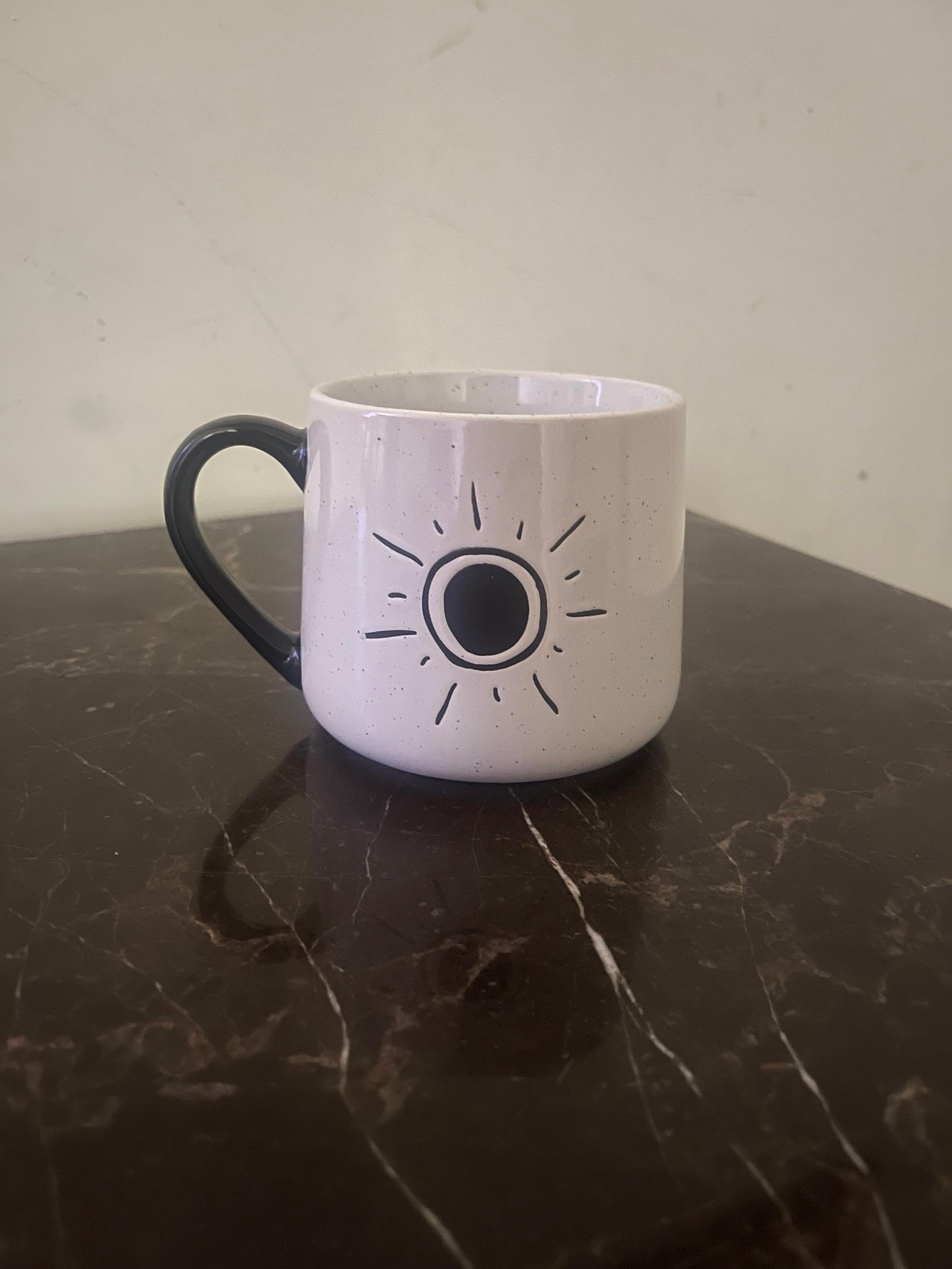 Mainstays coffee mug with sun design