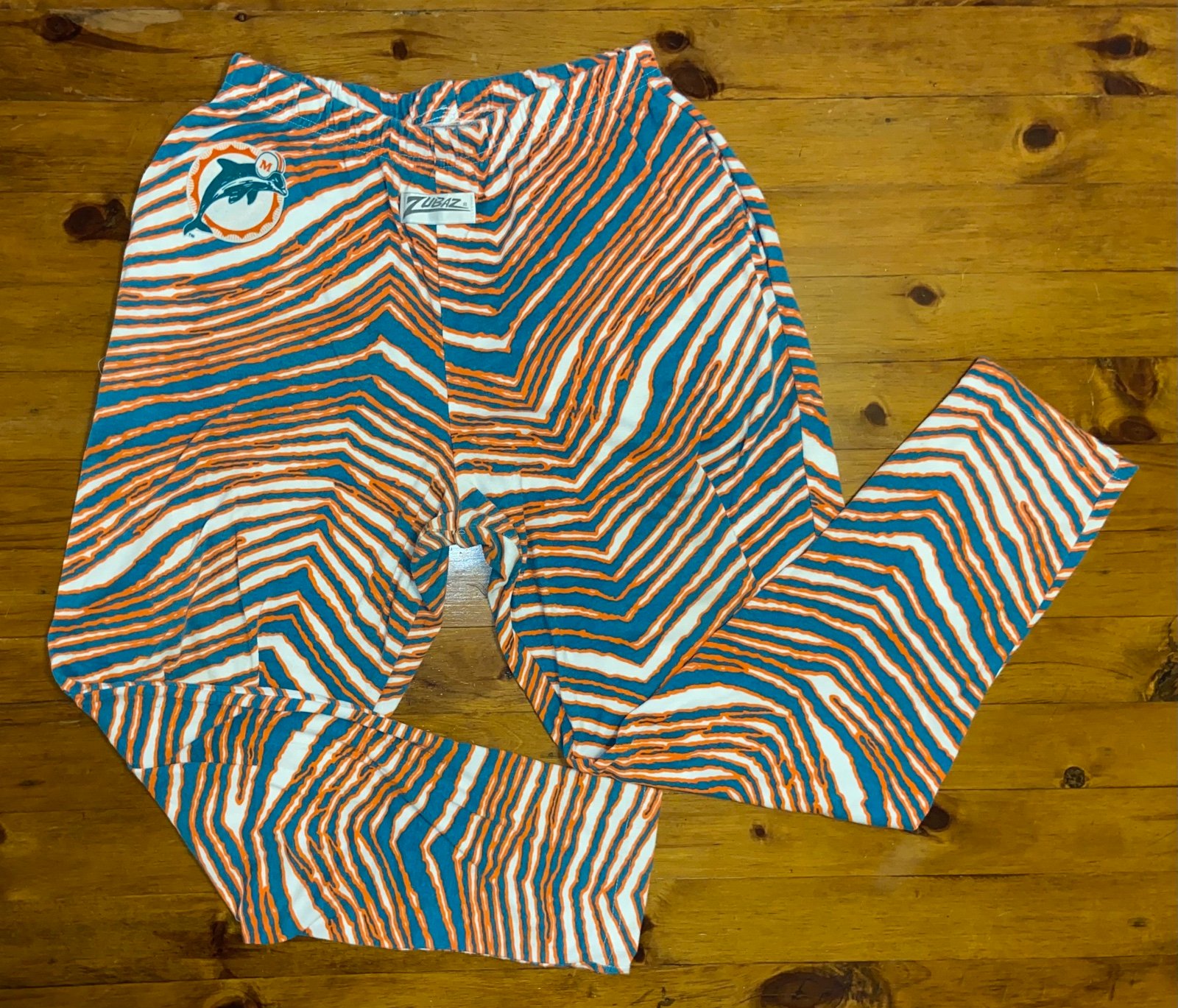 Vintage Zubaz Chetah Zebra Print Miami Dolphins NFL Sweatpants Men’s Large 90s