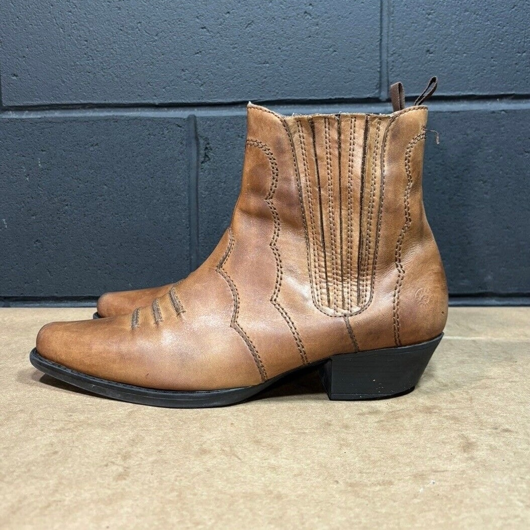 Earth Spirit Pansy Brown Leather Western Booties Women’s Ankle Boots Size 10