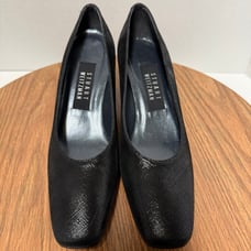 Stuart Weitzman Snakeskin-Like Print Leather Vintage Black Comfort Pumps