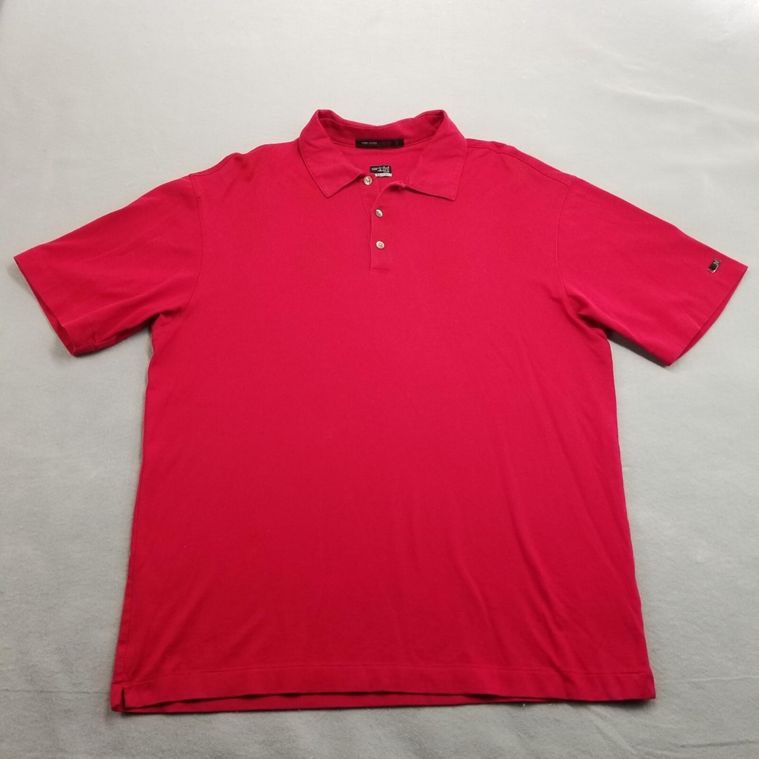 Tiger Woods Polo Shirt Mens Size L Red Short Sleeve Cotton Blend Y2K