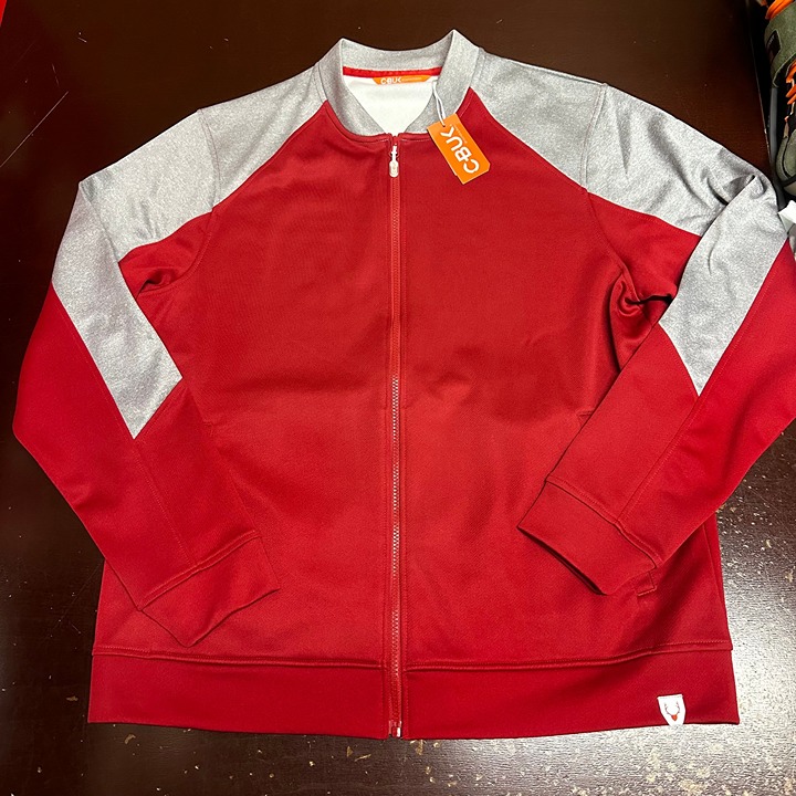 Cbuk By Cutter & Buck Mens Gray Red Long Sleeve Pockets Full Zip Jacket Size L