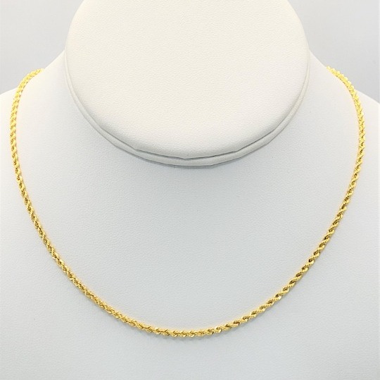 14k Gold Rope chain necklace/Gold 2.1mm 20 Rope chain. CHI87P
