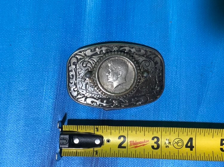 vintage 1968 liberty coin belt buckle
