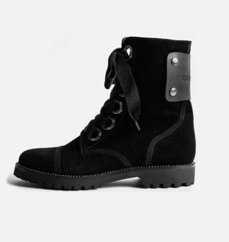 NU Zadig and Voltaire black Joe suede bejeweled lace up combat boots gothcore 37