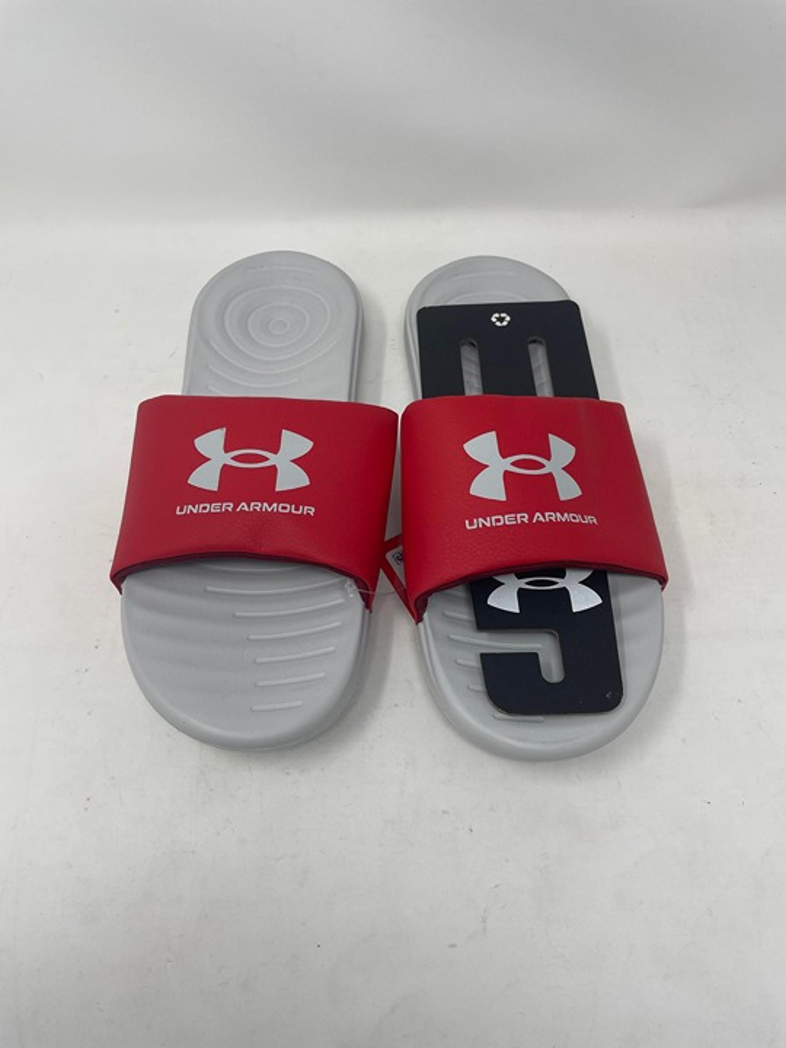 Under Armour Men's Ansa Fix Slide Sandal, Halo Grey / Red Size 9